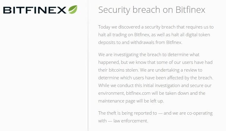 Bitfinex hacked, exchange goes offline during investigation