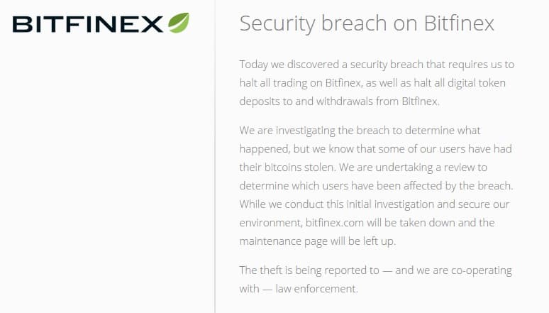 Bitfinex hacked, exchange goes offline during investigation