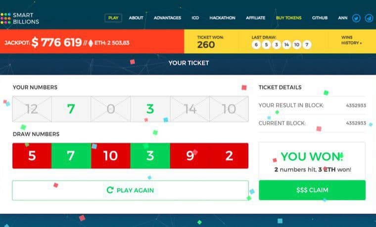 PR: Smartbillions Blockchain Lottery Continues Ticket Sales and ICO Success!