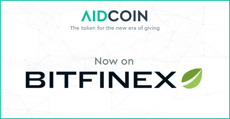 PR: AidCoin Sells out Its ICO in Minutes and Gets Listed on Bitfinex