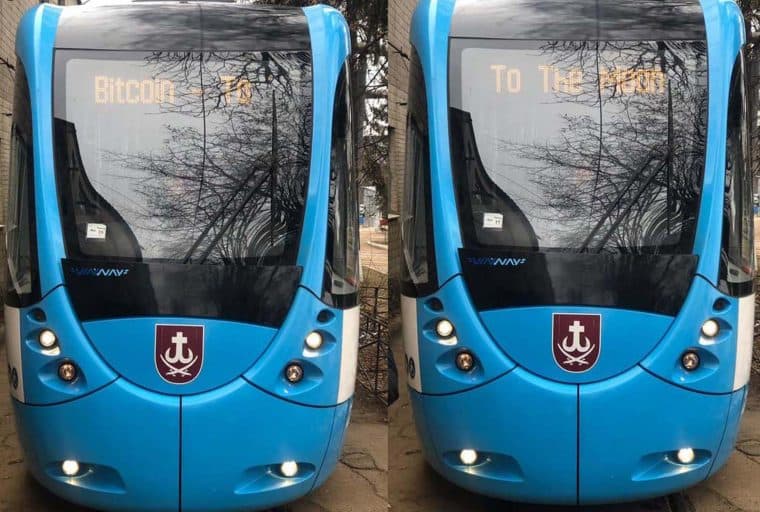‘Bitcoin to the Moon’ Signs Appear on Ukrainian Tram