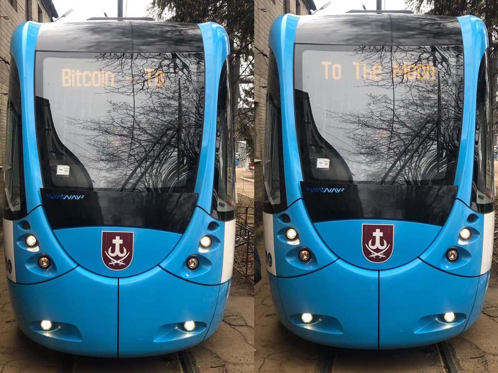 ‘Bitcoin to the Moon’ Signs Appear on Ukrainian Tram