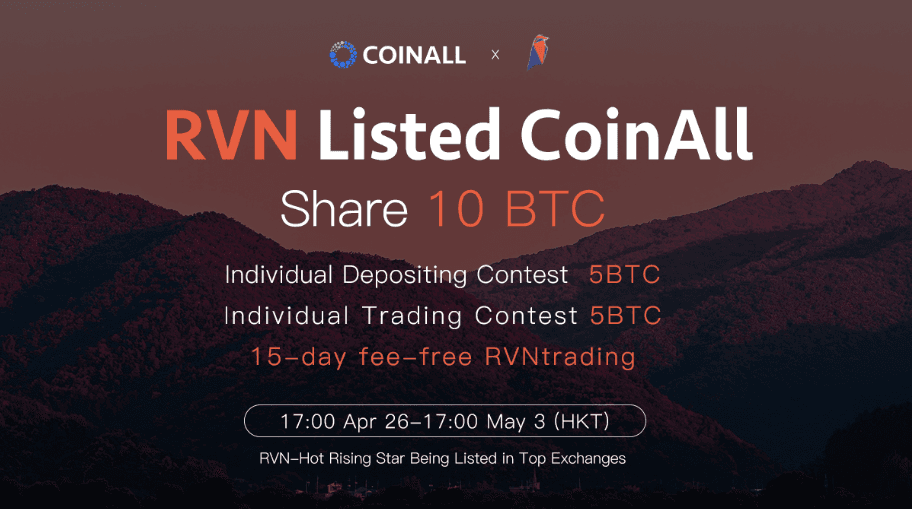 PR: CoinAll Lists Ravencoin With 10 BTC Giveaway