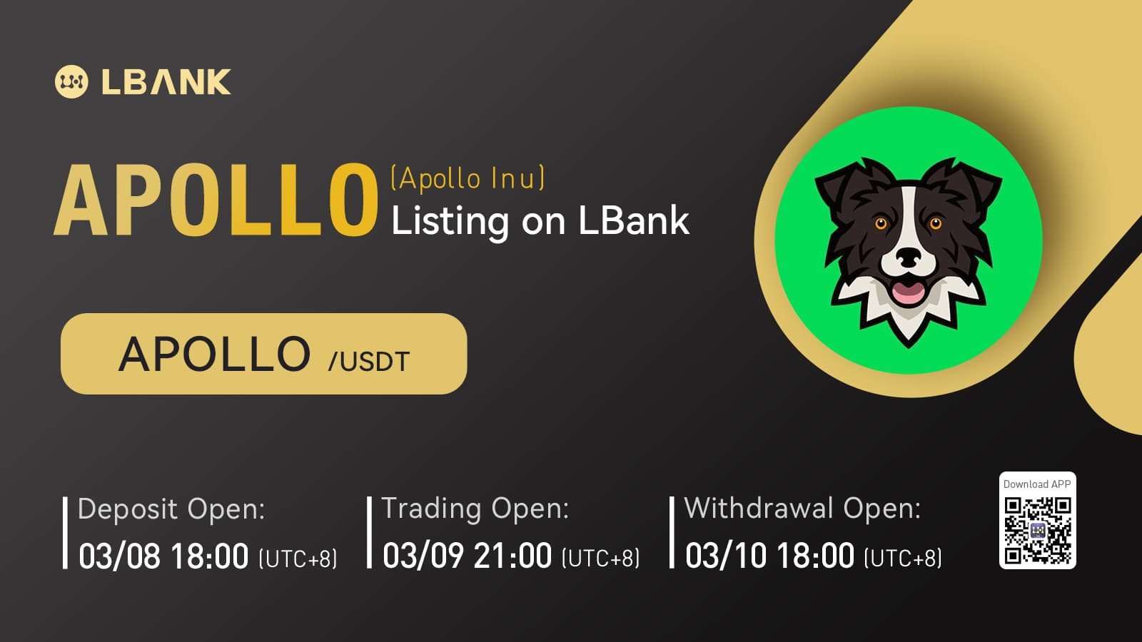 LBank Exchange Will List Apollo Inu (APOLLO) on March 9, 2022