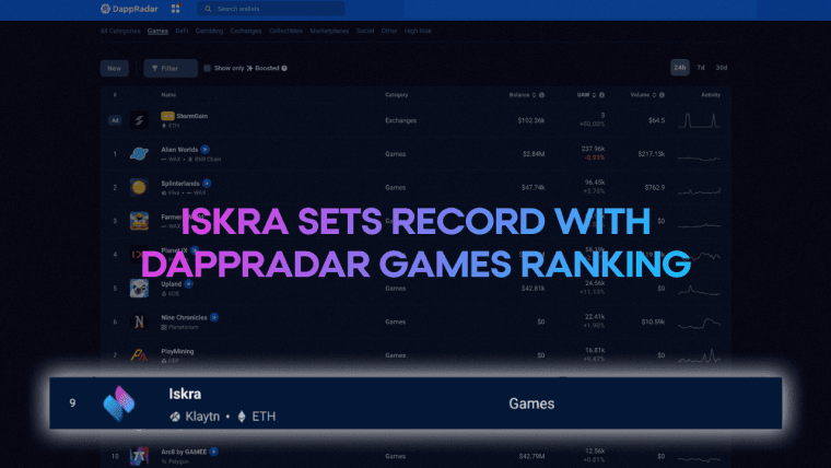 Iskra Leads DappRadar Games Ranking to Kick Off 2023