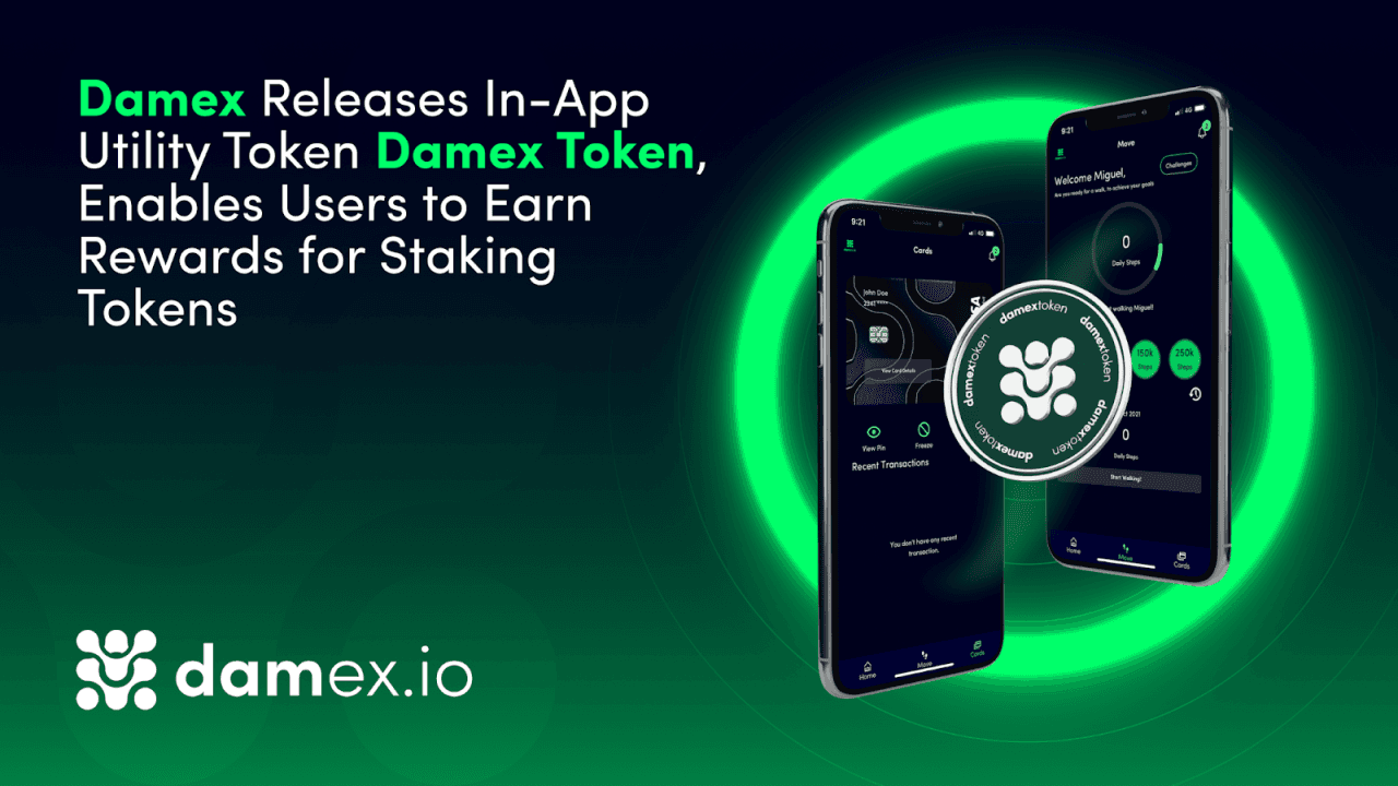Damex Releases in-App Utility Token Damex Token, Enables Users to Earn Rewards for Staking Tokens