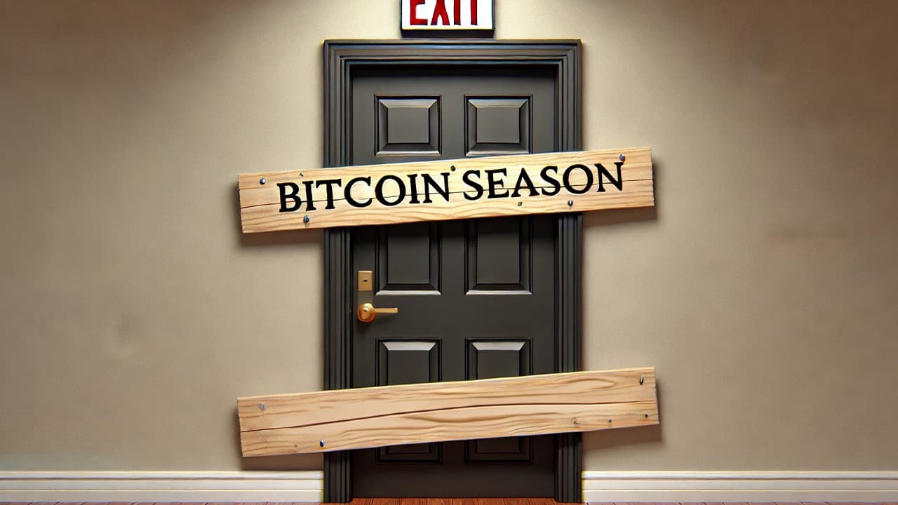 Bitcoin continue de dominer tandis que le score de l'indice de la saison des altcoins chute en flèche