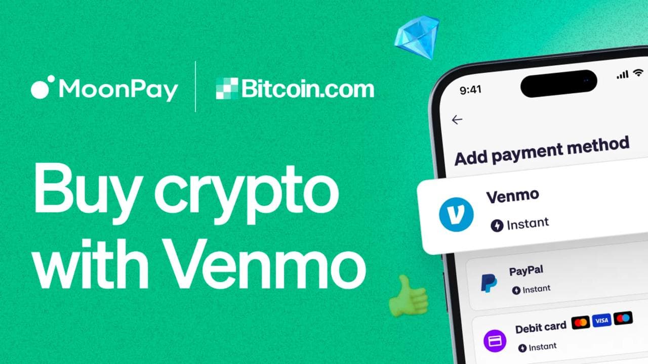Bitcoin.com 现接受使用 Venmo 在美国购买比特币和加密货币，由 MoonPay 提供支持。