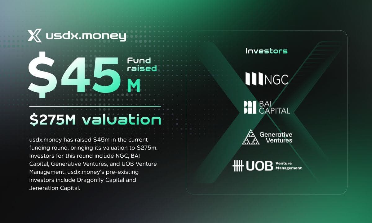 usdx.money obtient un nouveau financement de 45 millions de dollars avec une valorisation de 275 millions de dollars