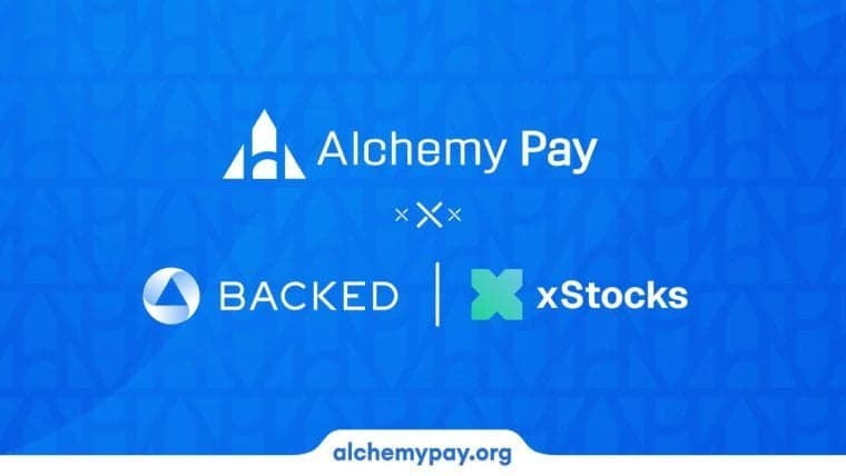 Alchemy Pay samarbejder med Backed for at integrere xStocks på sin platform, hvilket baner vejen for den første direkte fiatadgang til tokeniserede aktier og ETF'er.