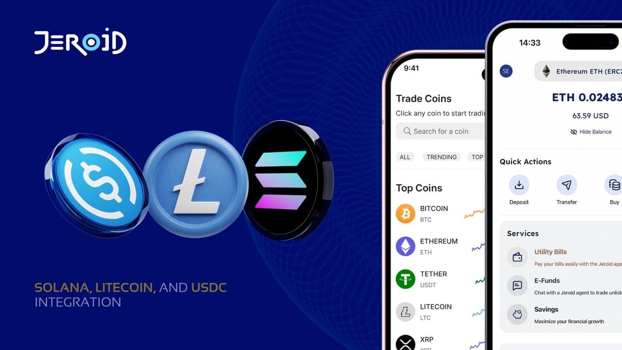Jeroid通过整合Solana、Litecoin和USDC扩展加密货币产品