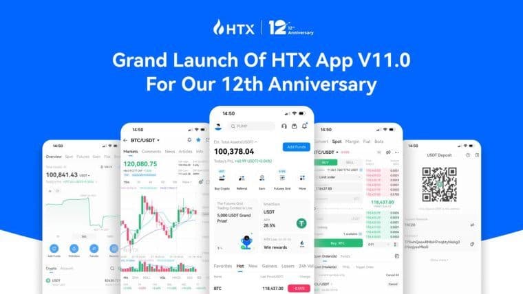 HTX 在12周年之际推出应用程序v11.0：重新定义加密货币交易体验