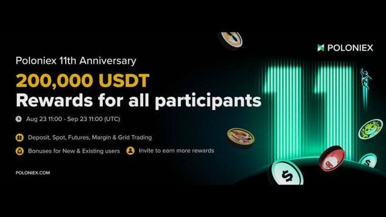 11种获胜方式！庆祝Poloniex成立11周年，赢取200,000 USDT奖励