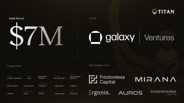 Titan从Galaxy Ventures筹集700万美元种子资金并在Solana上公开启动