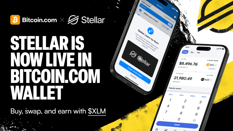 Bitcoin.com 钱包集成 Stellar 区块链，扩展对快速、低成本支付和去中心化金融的访问。