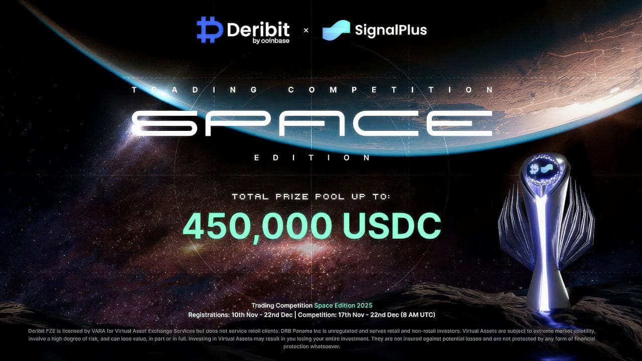 Deribit and SignalPlus Launch 2025 Trading Competition, Featuring a $450,000 USDC Prize Pool