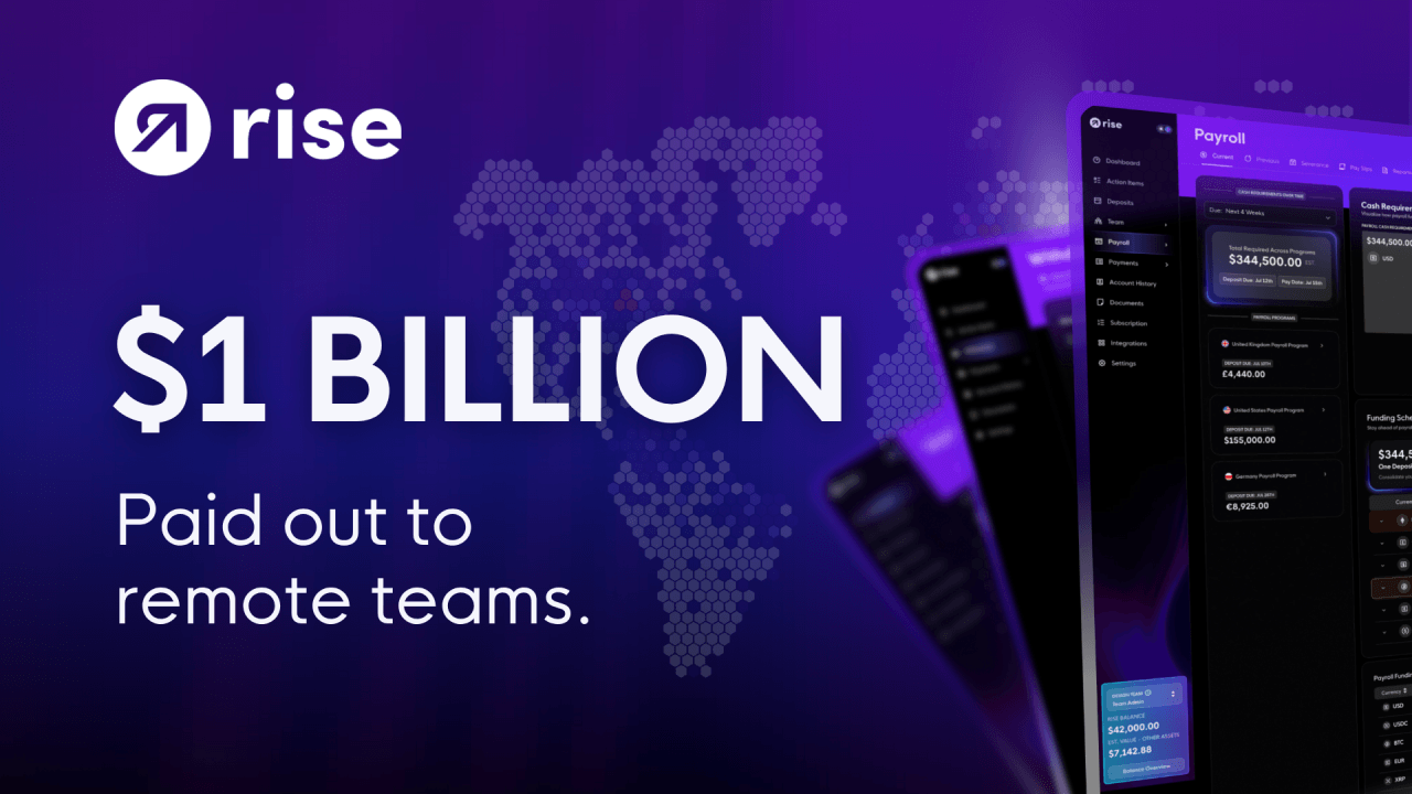 Rise supera $1 miliardo in volume totale delle buste paga, consolidando la sua leadership nel settore delle buste paga ibride