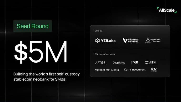 AllScale Raises $5M Seed Led by YZi Labs to Build World's First Self-Custody Stablecoin Neobank