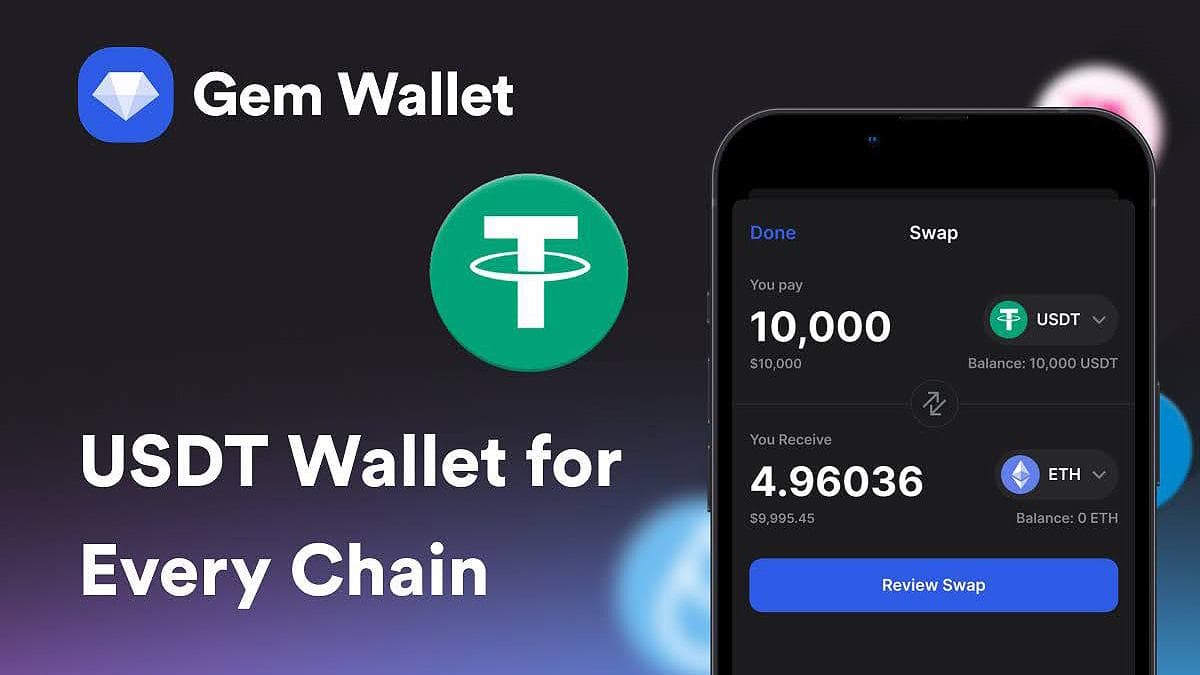 Gem Wallet adiciona suporte USDT cross-chain com swaps integrados, pontes e proteção contra fraudes