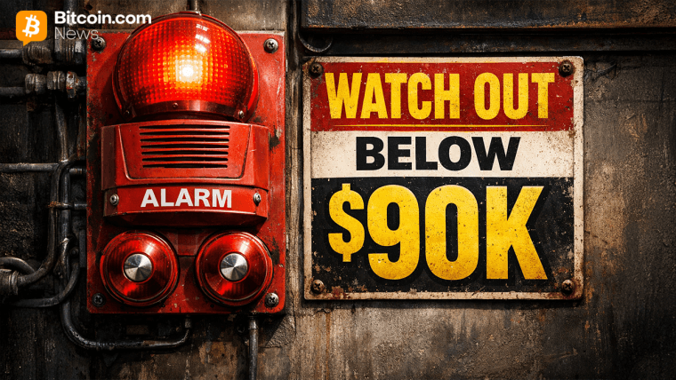 Bitcoin pod $90,000: Technické údaje signalizujú ‚Silný predaj‘, keď geopolitické obavy vymažú mesačné zisky