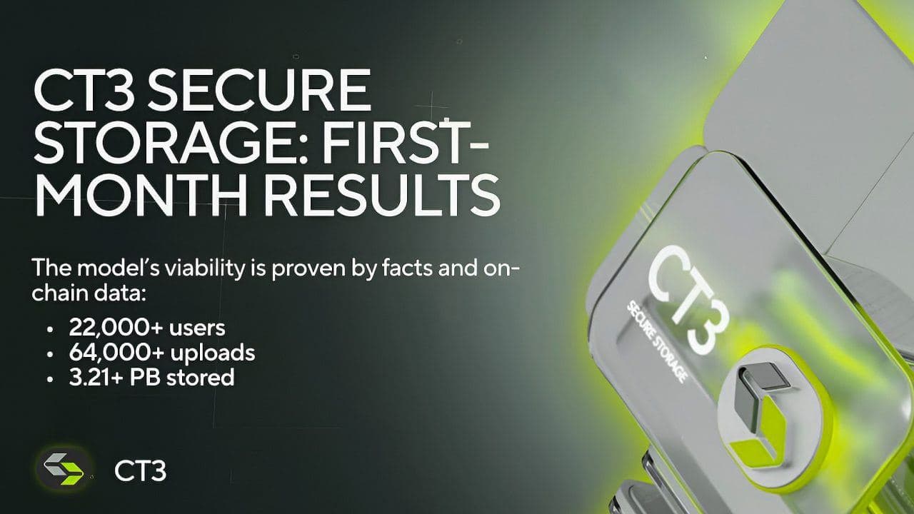 CT3 Secure Storage rapporterer gjennombrudd i resultatene for den første måneden: 3,21+ PB lagret og 22 000+ unike brukere