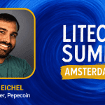 Pepecoinin perustaja David Eichel puhuu yhdistämiskaivostoimintaa käsittelevässä paneelikeskustelussa Litecoin Summit 2026 -tapahtumassa