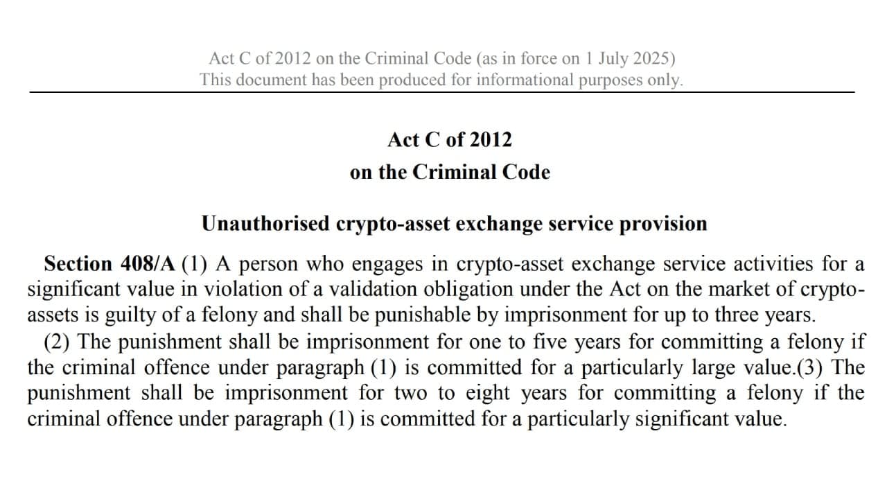 Hungary Repeals Strict Crypto Rules to Align With EU MiCA Framework