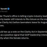 Thune to File Motion to Force September Vote on CLARITY Act