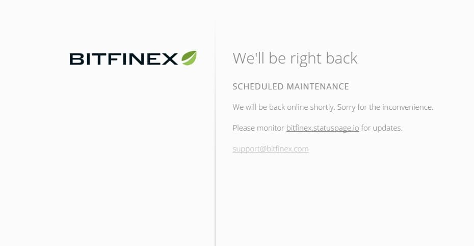 Bitfinex exchange platform brought down indefinitely due to datacenter issues