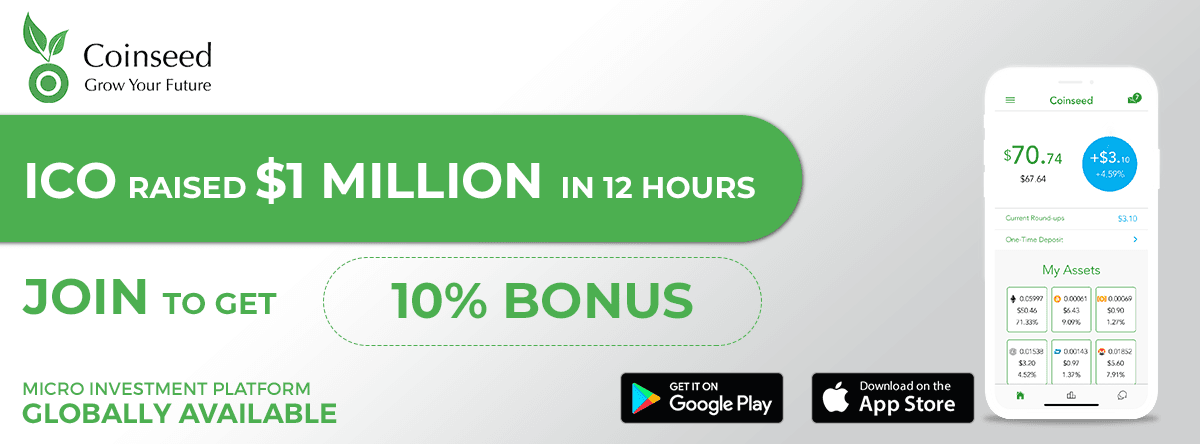 PR: Spare Change Investment in Cryptocurrency App Coinseed Raises $1 Million Through ICO