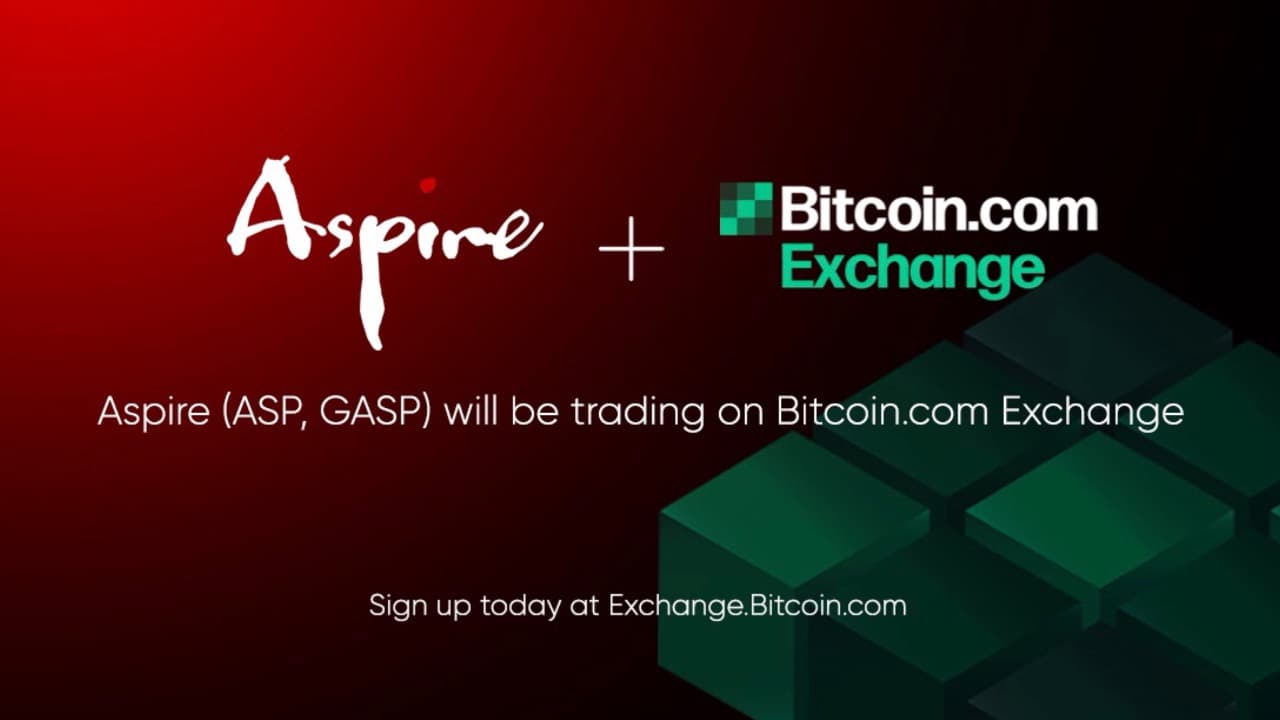 Bitcoin.com Exchange to List Aspire and Aspire Gas as Newest Digital Asset Creation Platform Comes to Market