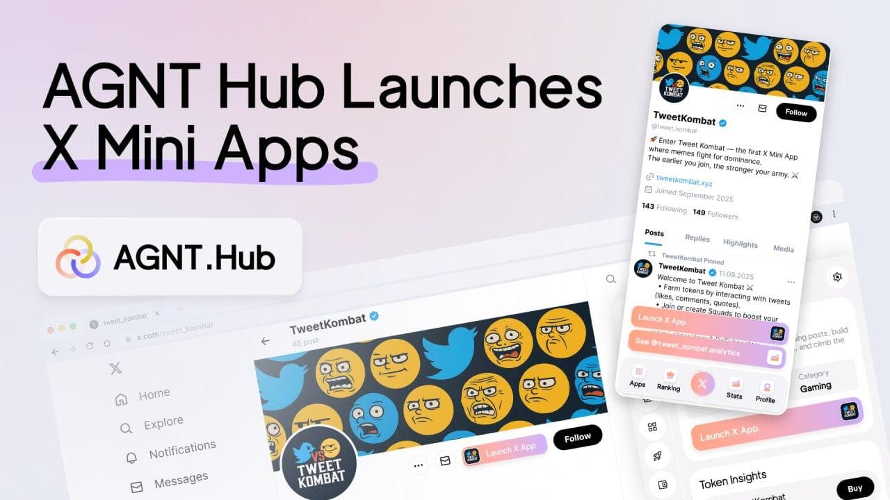 AGNT Hub Launches X Mini Apps and Opens the Next Chapter for Native Web3 on X