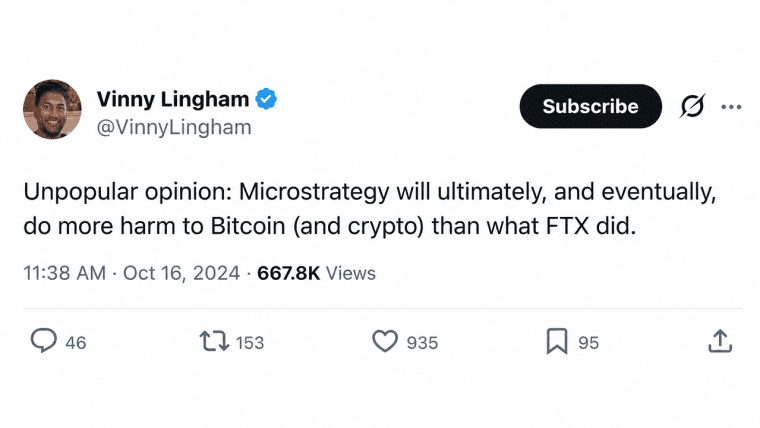 Vinny Lingham Predicted Saylor Would Hurt Bitcoin More Than FTX. Now He's Explaining Why
