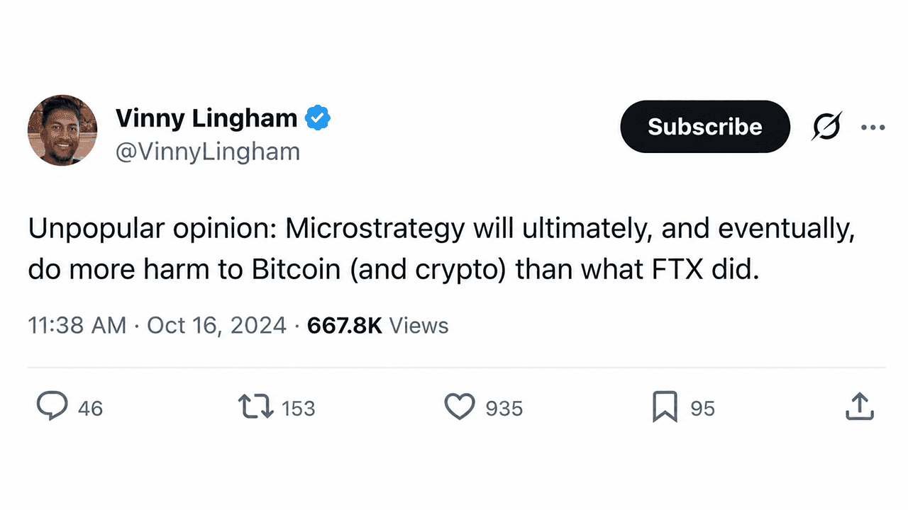 Vinny Lingham Predicted Saylor Would Hurt Bitcoin More Than FTX. Now He's Explaining Why
