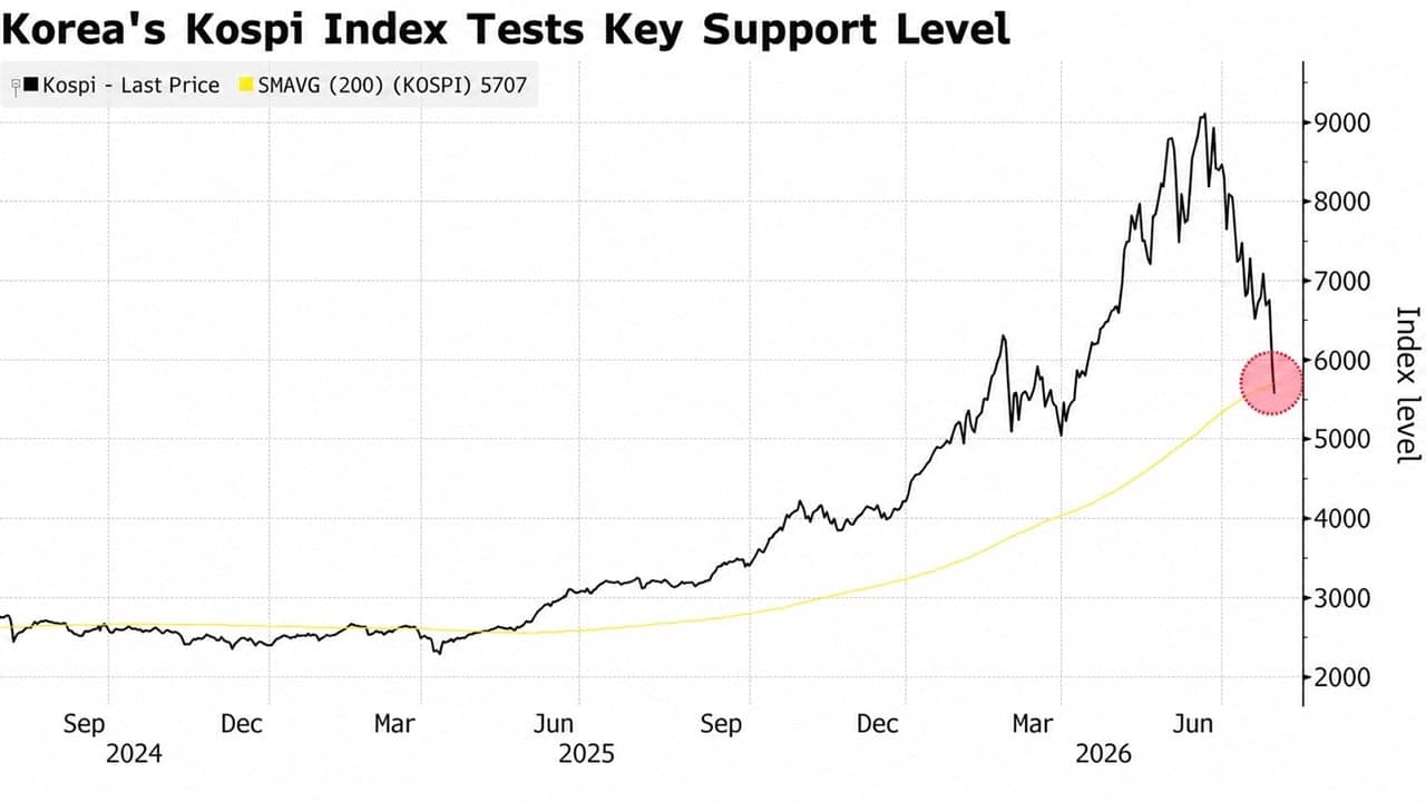 A Kospi 5 600 pont alá süllyedt egy rekordot jelentő, egymást követő két kereskedésfelfüggesztés során, miközben a bitcoin ára meghaladta a 64 000 dollárt