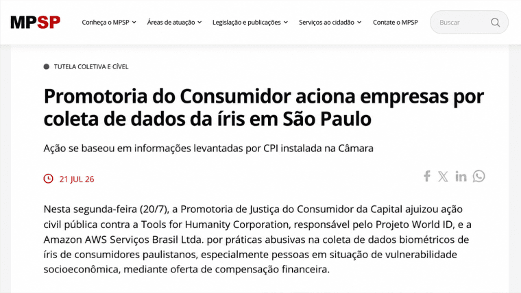 São Paulo saksøker World og Amazon AWS for 47 millioner dollar på grunn av misbruk av biometrisk datainnsamling
