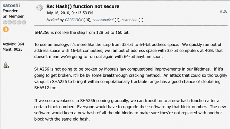 Satoshi Nakamoto sagte die Hash-Abwehr von Bitcoin bereits 16 Jahre vor den Befürchtungen hinsichtlich der Quanteninformatik voraus