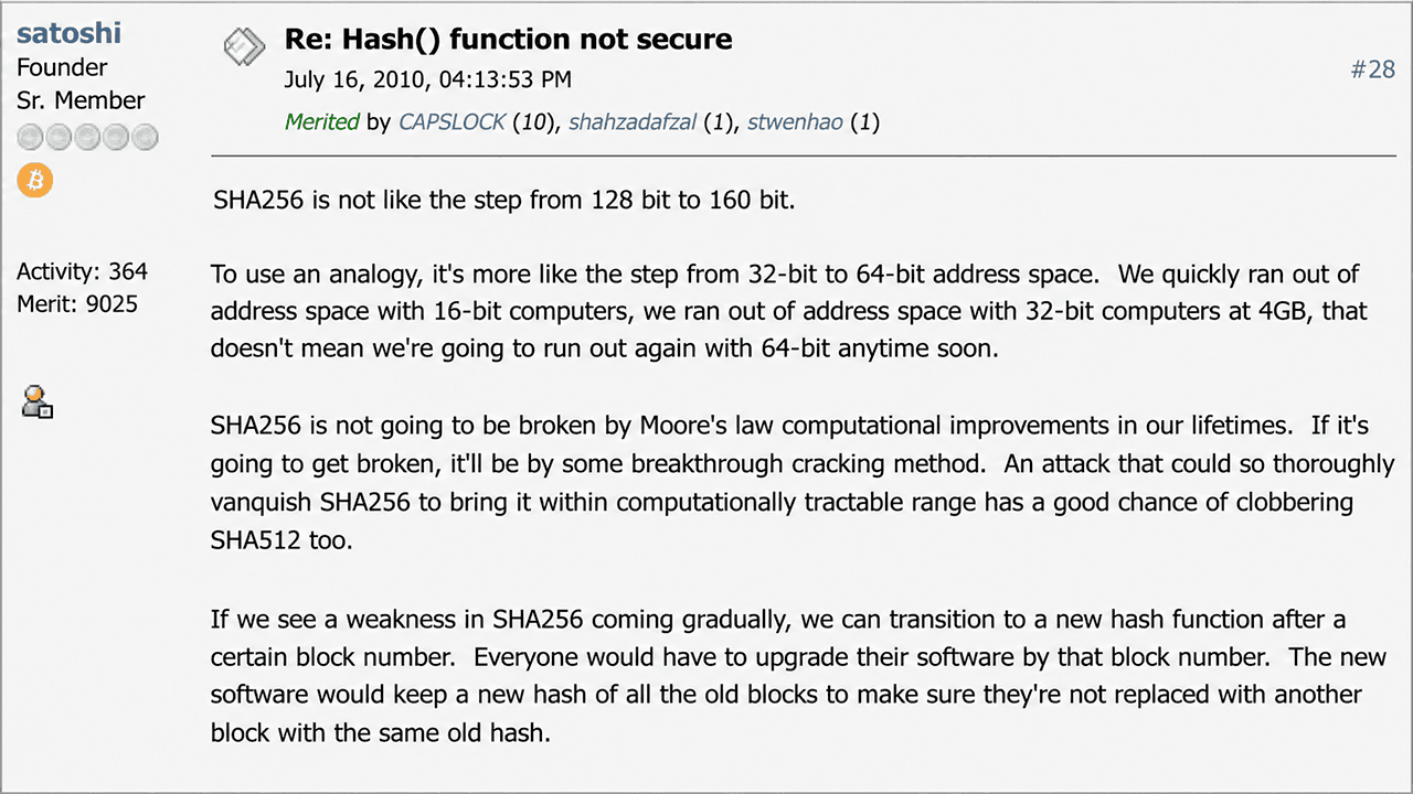 Satoshi Nakamoto Predicted Bitcoin's Hash Defense 16 Years Before Quantum Fears