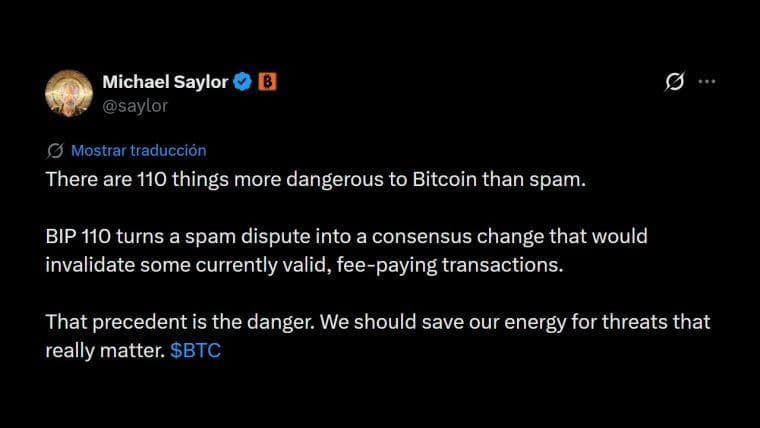 '110 Things More Dangerous': Michael Saylor Slams Bitcoin's Controversial Anti-Spam Fork