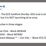 Bitcoin’s ECX Hard Fork Splinters Into 3 Launches Through October