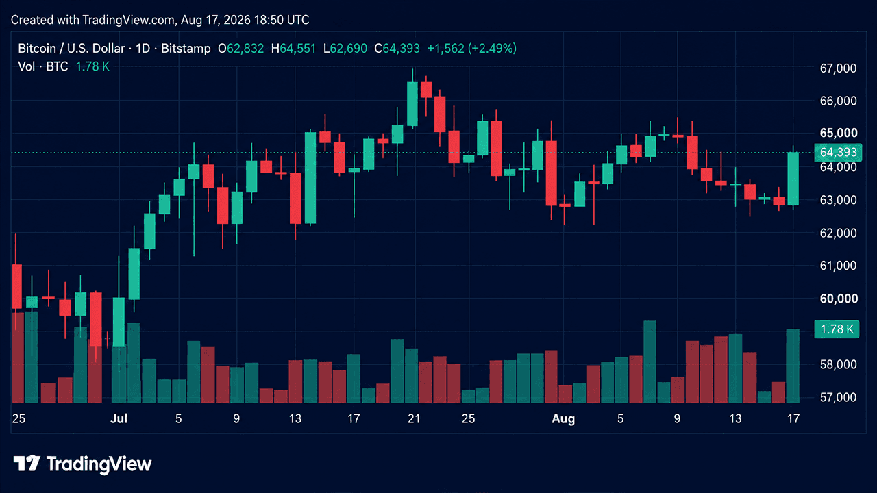 BTC Reclaims $64K as Short Sellers Lose $57.4M in Liquidations