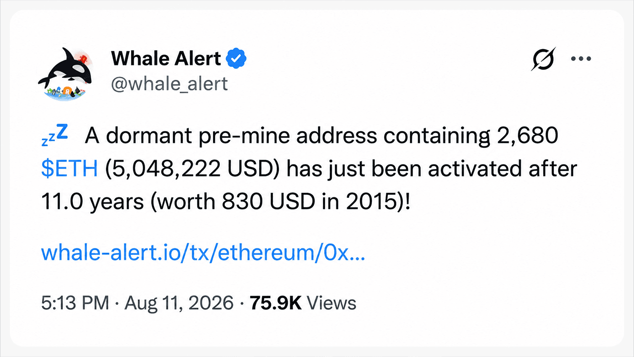 Ethereum’s Oldest Whales Wake up as Millions Leave Deep Storage