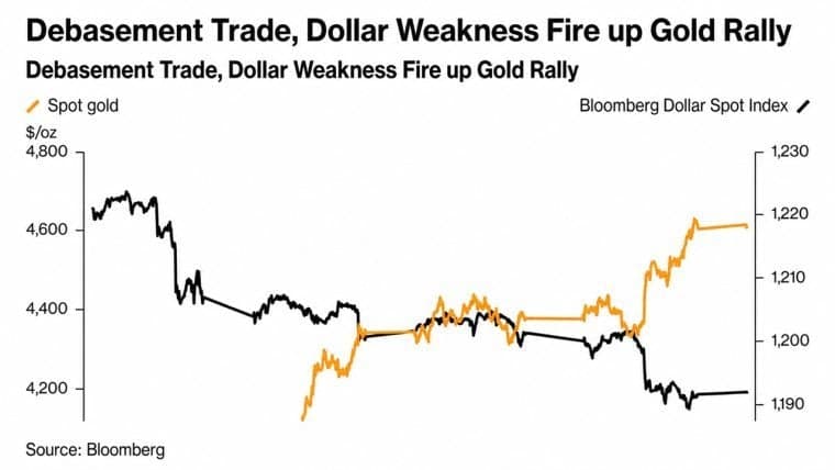 Gold Hits $4,620 as Treasury Buybacks Reignite the Dollar Debasement Trade