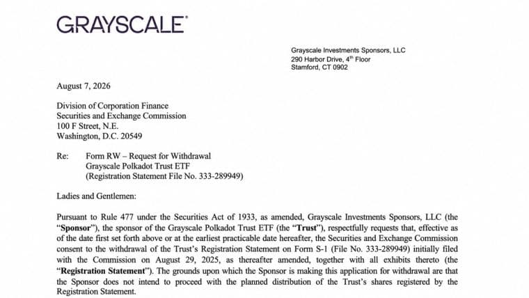 Spoločnosť Grayscale stiahla tri žiadosti o registráciu ETF na altcoiny za pouhých 190 sekúnd