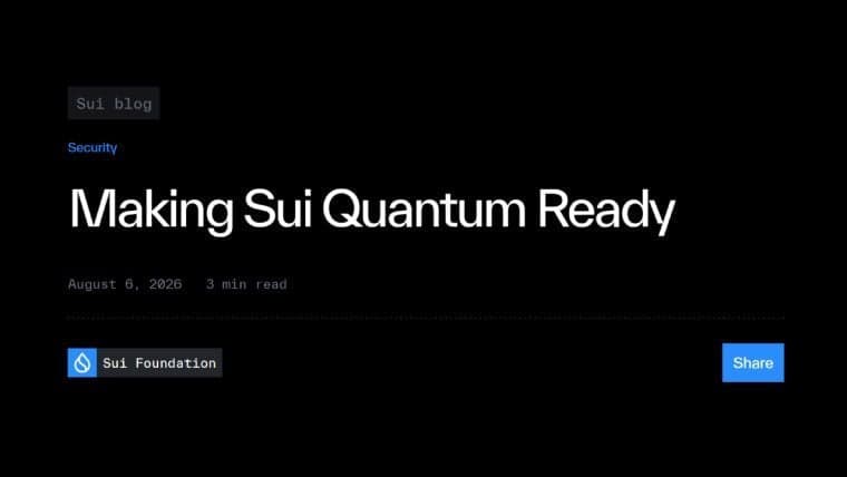 Sui aviserar uppgradering av mainnet under första kvartalet 2027 för att avvärja hotet från kvantdatorer