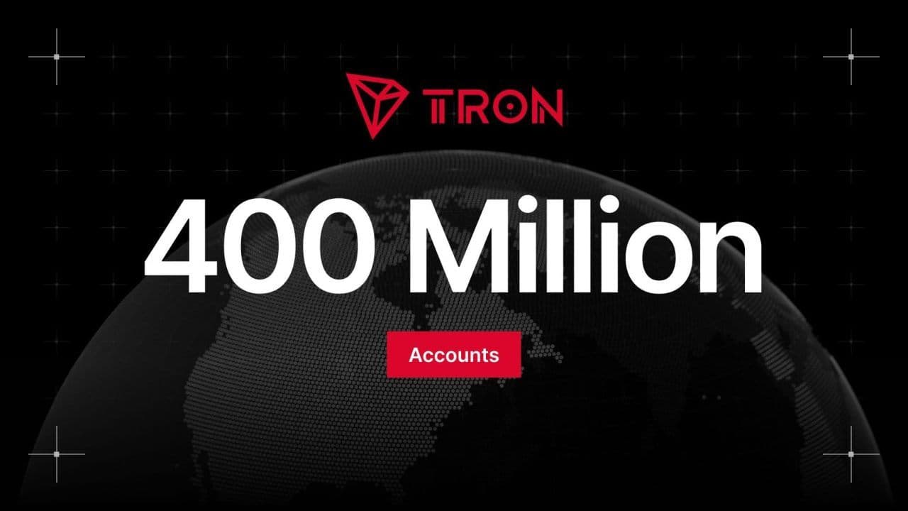TRON Surpasses 400 Million Accounts as Total Transfer Volume Nears $30 Trillion