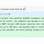 Bitcoinová větev BLAKE2b chce, aby těžaři počkali 45 dní, než budou moci disponovat svými coiny
