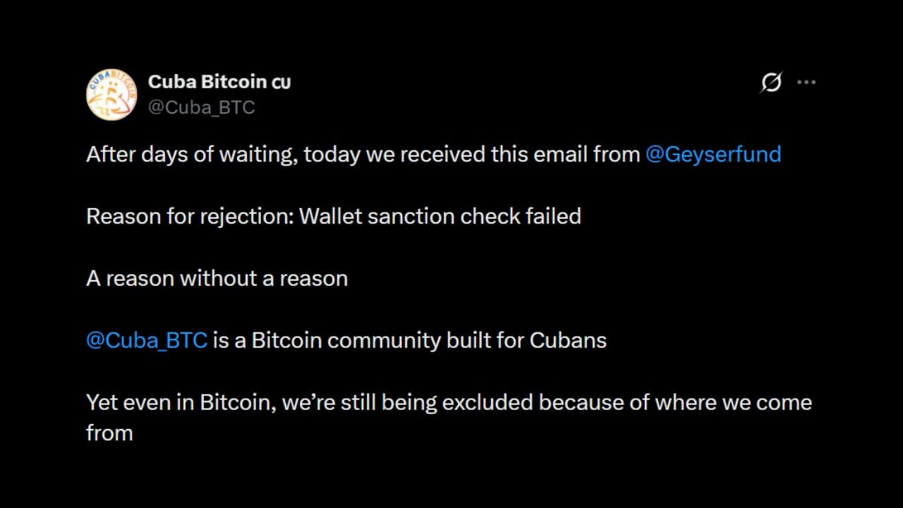 Geyser Rejects Cuba Bitcoin Initiative Over US Sanction Compliance