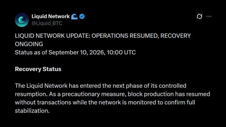 Liquid Network reprend la production de blocs après une faille ayant permis le vol de 4 000 BTC