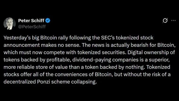 Schiff Memberi Amaran Saham Bertoken Akan Mengalihkan Kecairan Daripada Bitcoin